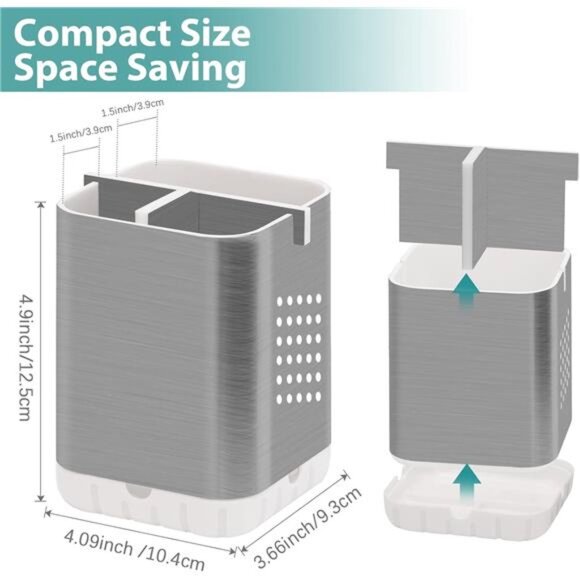 Toothbrush Holder Toothpaste Organizer Bathroom Counter Caddy 3 Slot Drainage - Picture 3 of 7